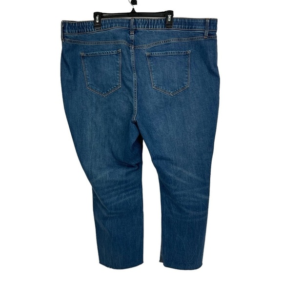 Old Navy Women’s Blue Jeans Sz 26 High Rise Straight Distress 2” Elastic Waist - Picture 3 of 14